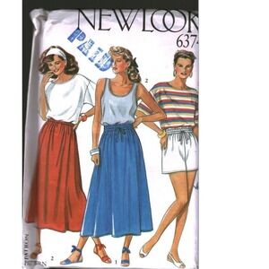 Vintage New Look 6374 Sewing Pattern Misses Skirts and Shorts Drawstring Waist